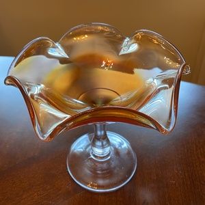 Vintage Marigold Carnival Glass Candy dish